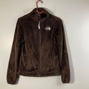 Womens The North Face Full Zip Faux Fur Jacket Brown XS Polyester